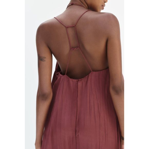 ZARA WRINKLE EFFECT MIDI SLIP DRESS - Picture 8 of 13